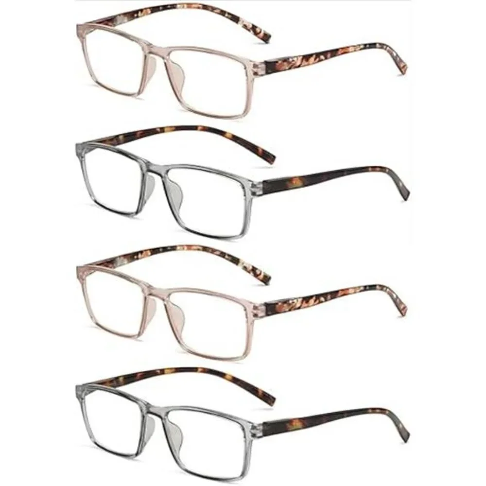 4-Pack 2.0X Stylish Reading Glasses Fashion Frames with Colorful Anti UV/Glare